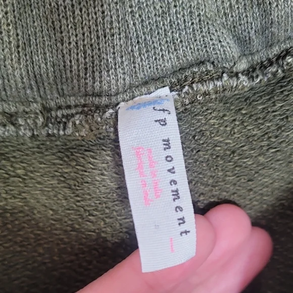 Free People Half Court Wide Leg Pants Size L Olive Green Pockets Boho Elastic - Picture 11 of 16